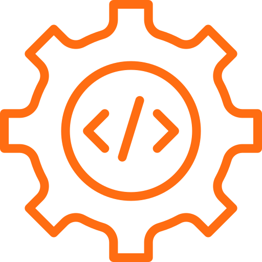 Icon of a cog with a code bracket