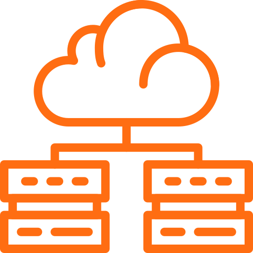 Icon of a cloud connected to servers
